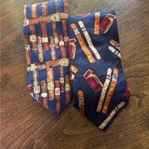 Cigar Patterned Tie in Blue and Brown